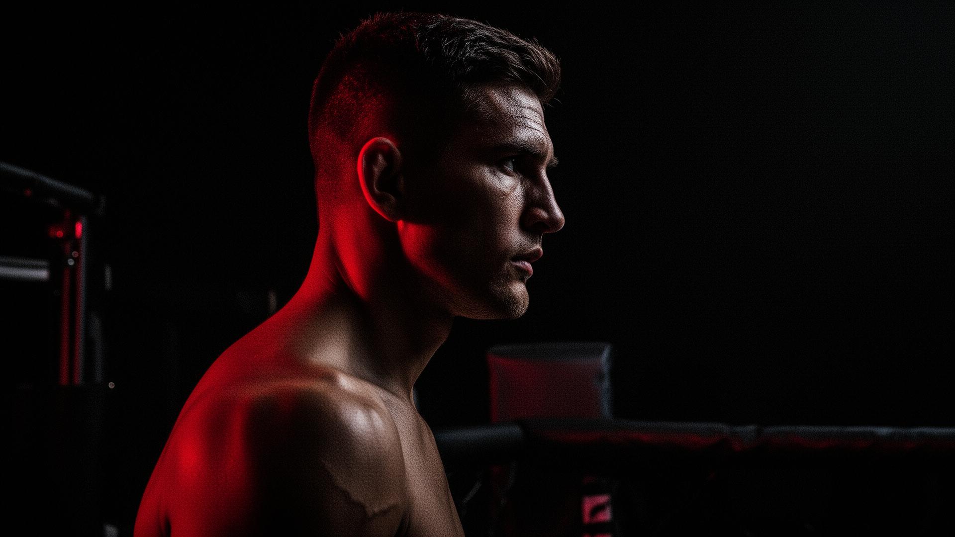 Athlete training under red light